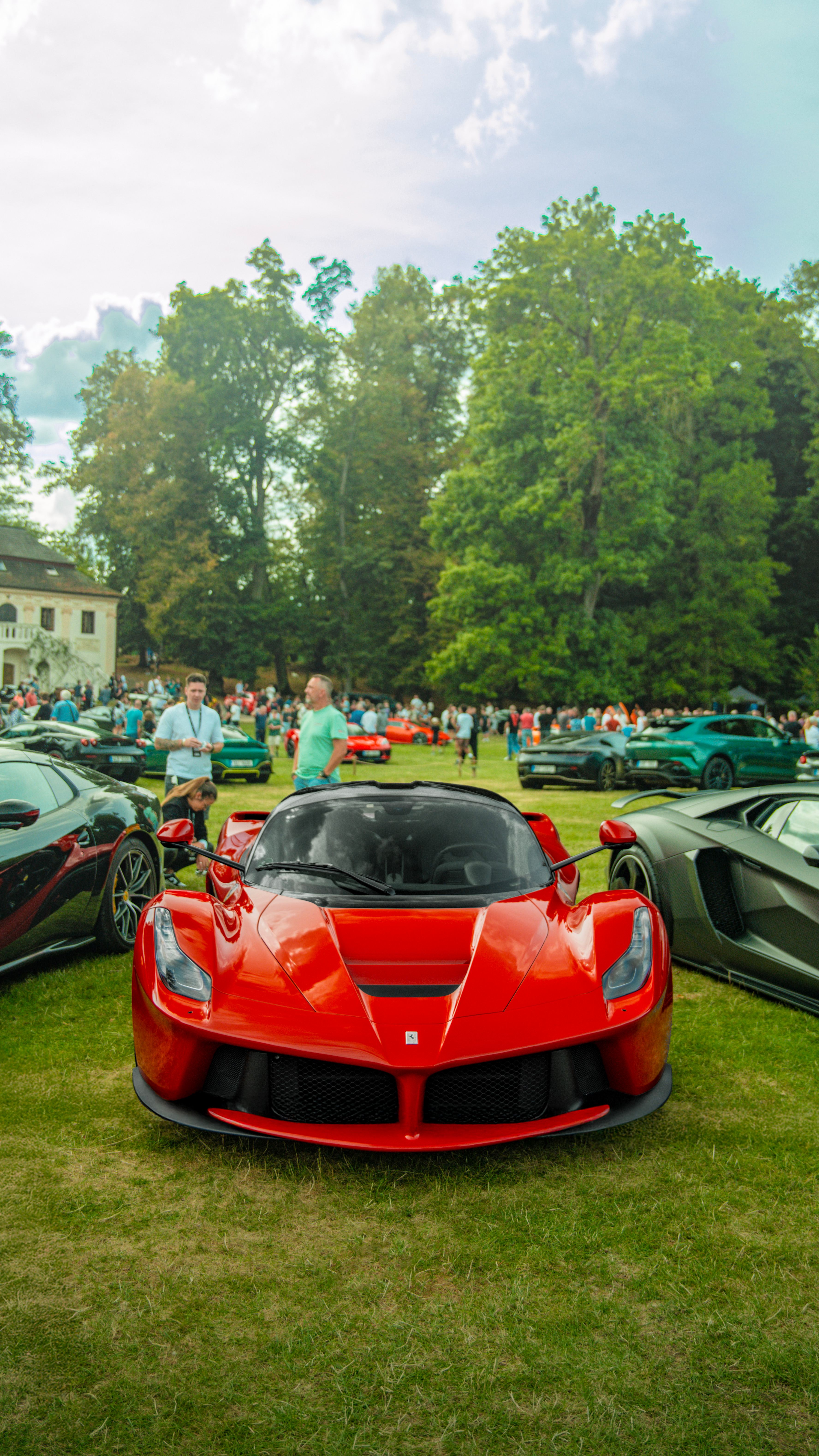 Red Ferrari at car show