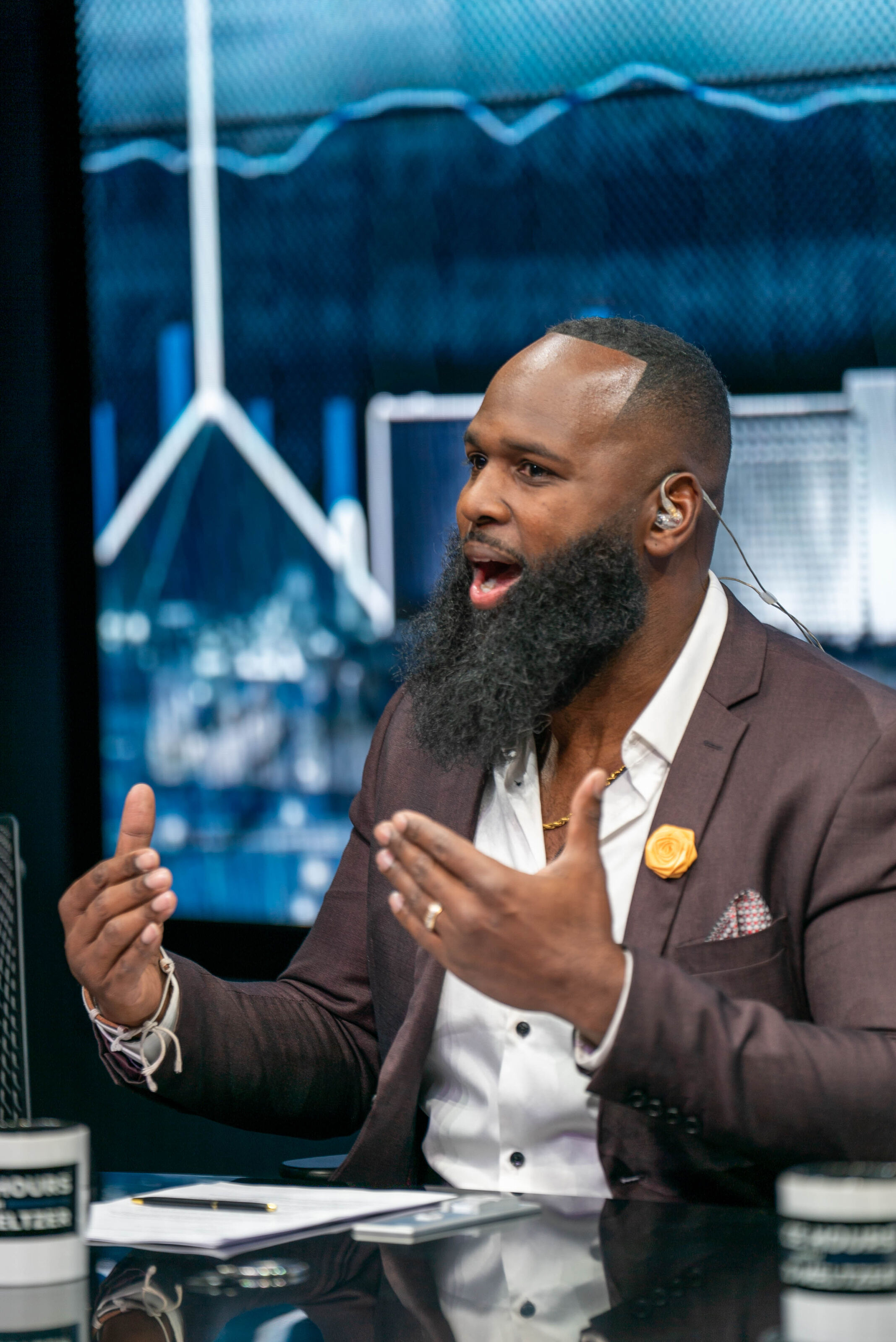 Andre speaking passionately on broadcast