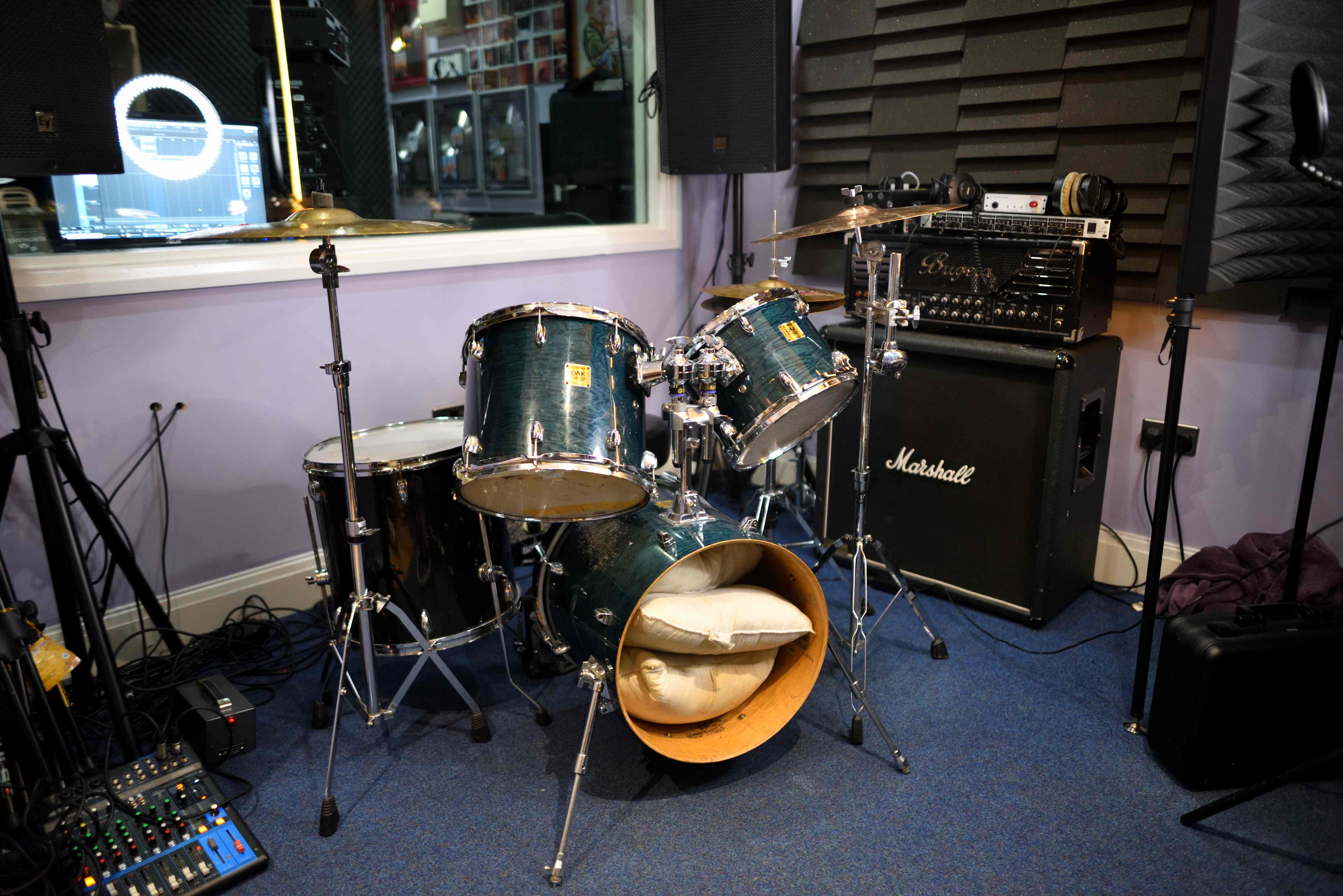 Live room with drum kit