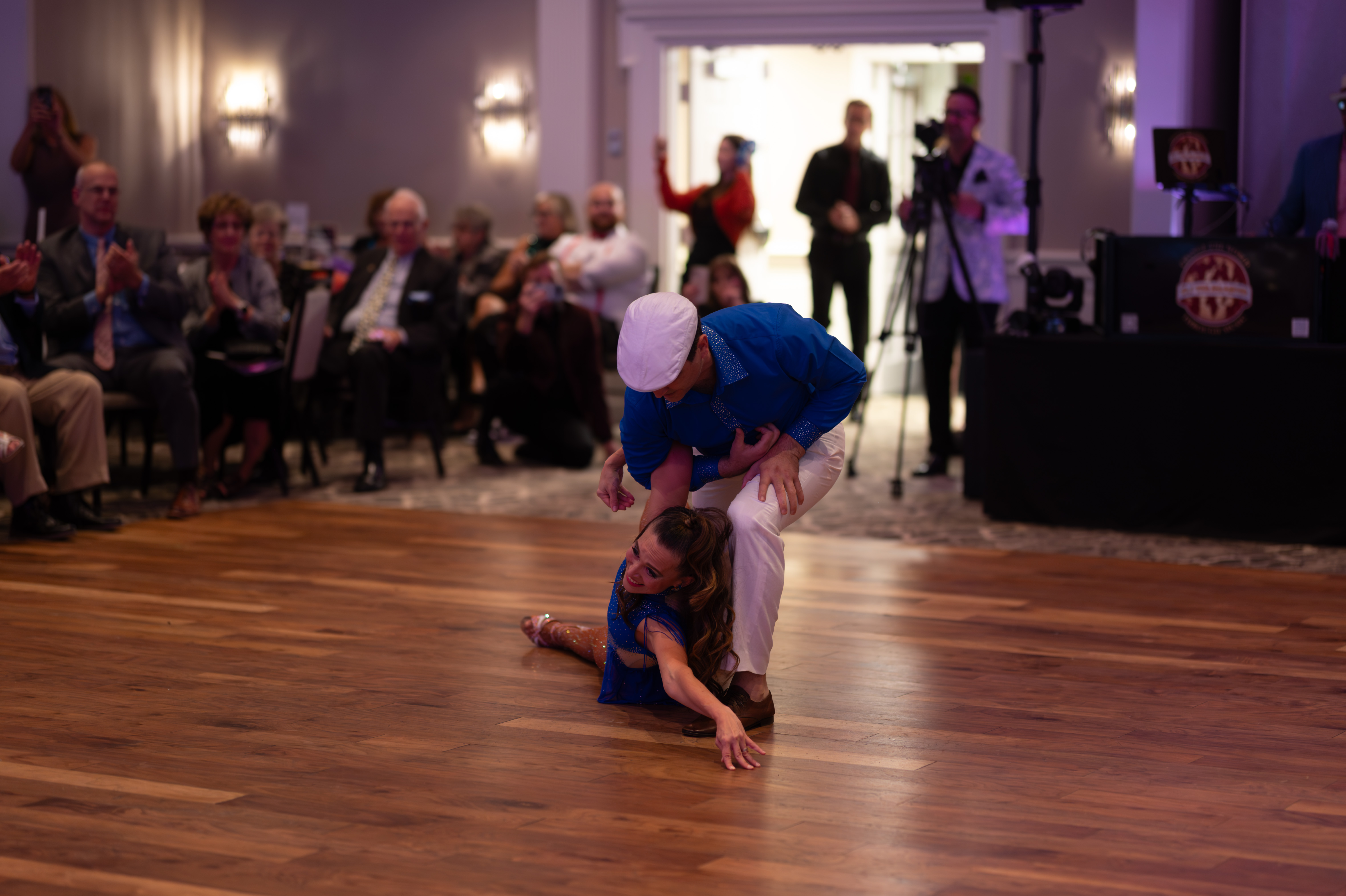 Dramatic floor move during dance