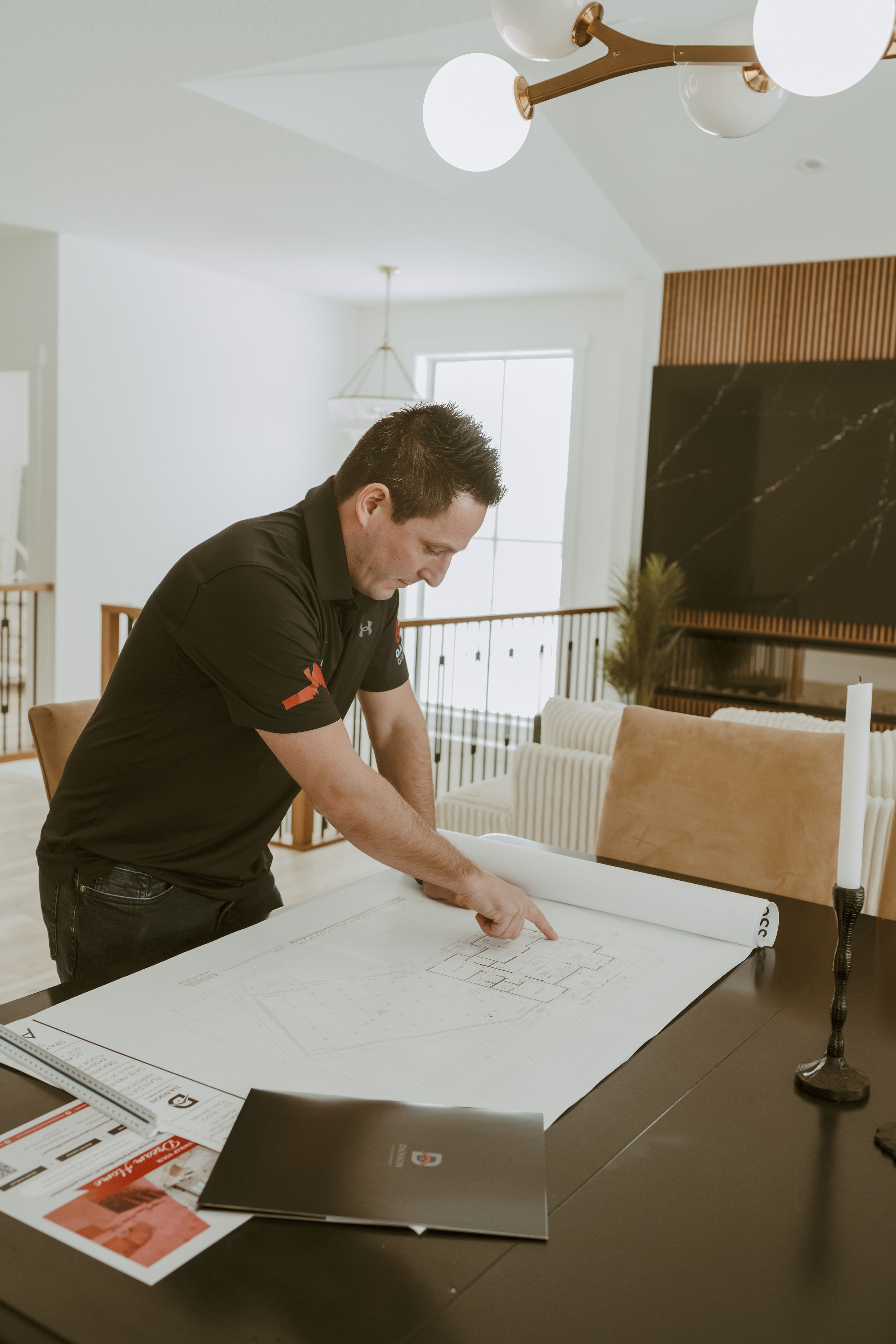 Cody reviewing blueprints