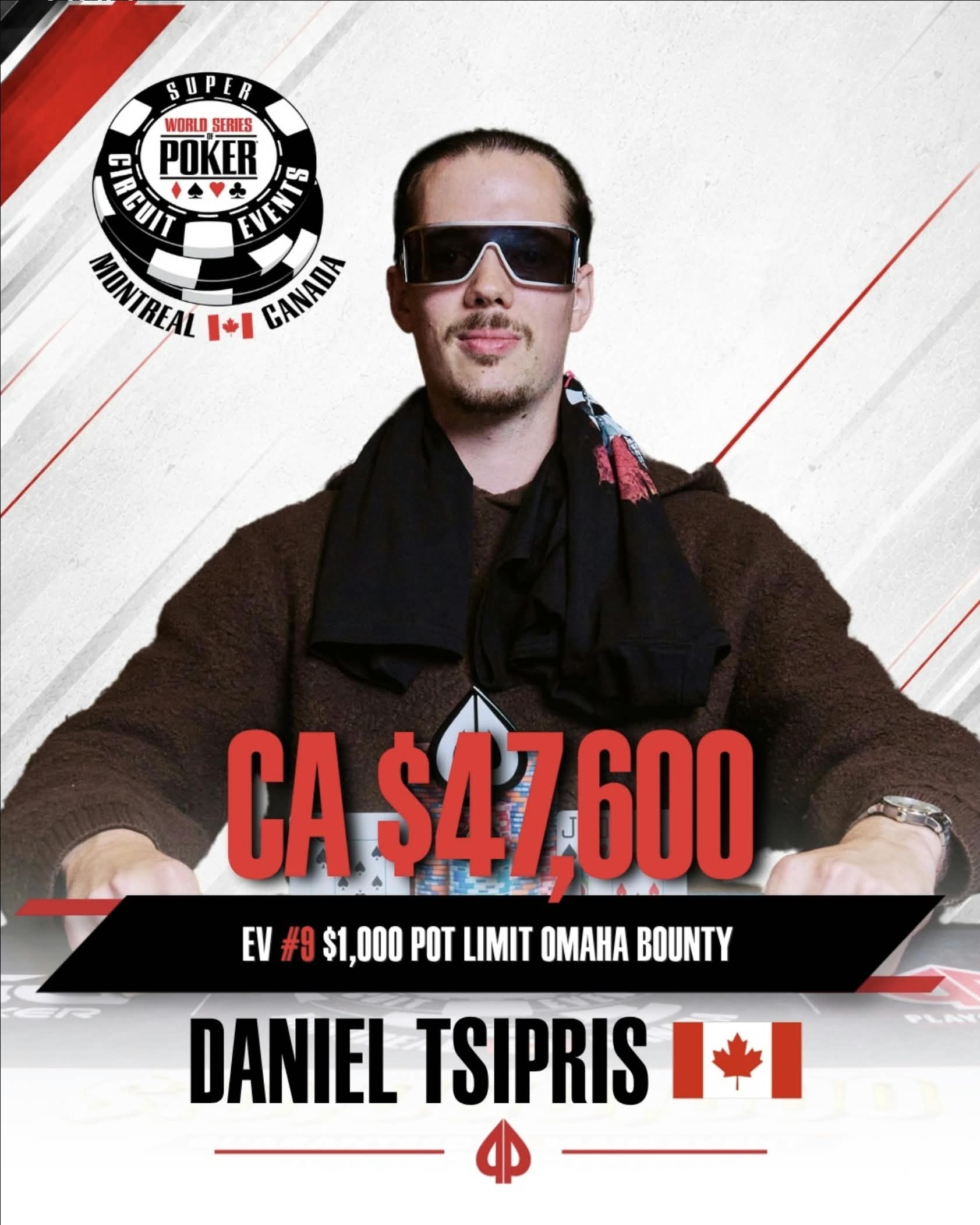 WSOP Circuit Montreal - EV #9 $1,000 PLO Bounty - Daniel Tsipris - CA$47,600