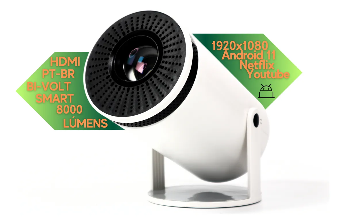 Projetor HDMI PT-BR Bi-Volt Smart 8000 lumens