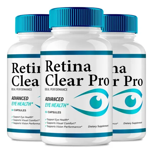 Three Retina Clear supplement bottles