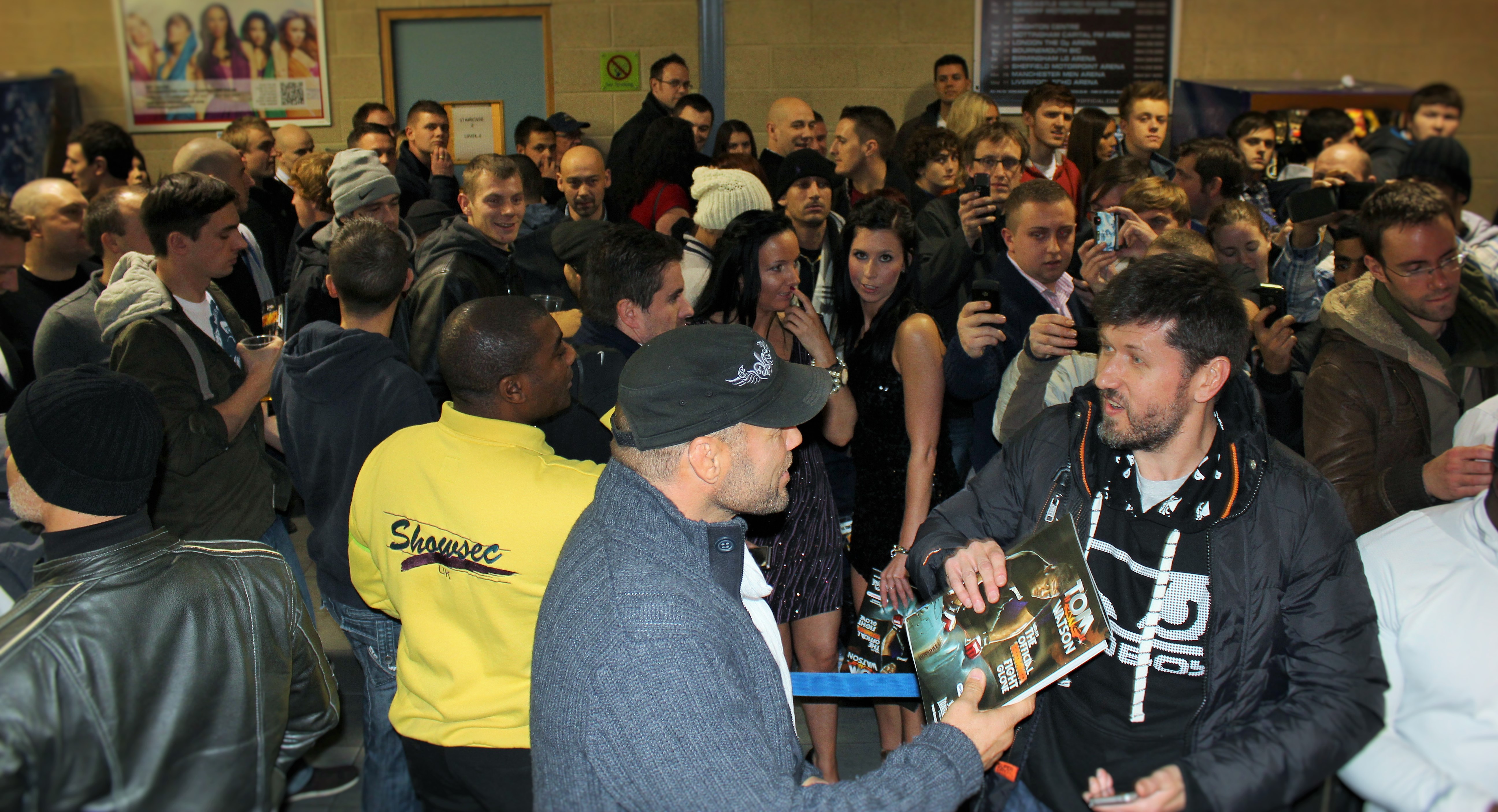 Randy Couture surrounded by Nottingham crowd