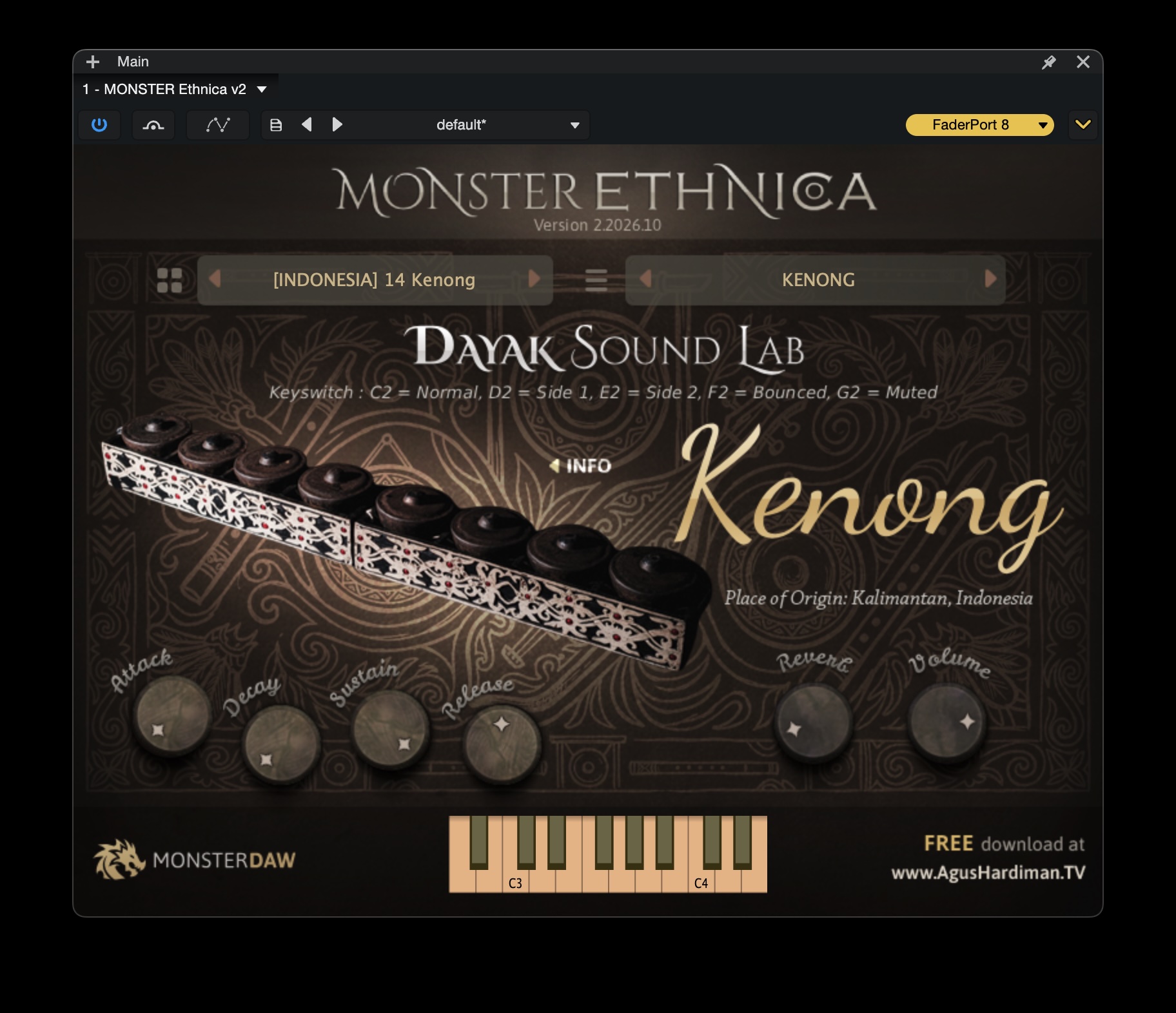 MONSTER Ethnica Dayak preset interface
