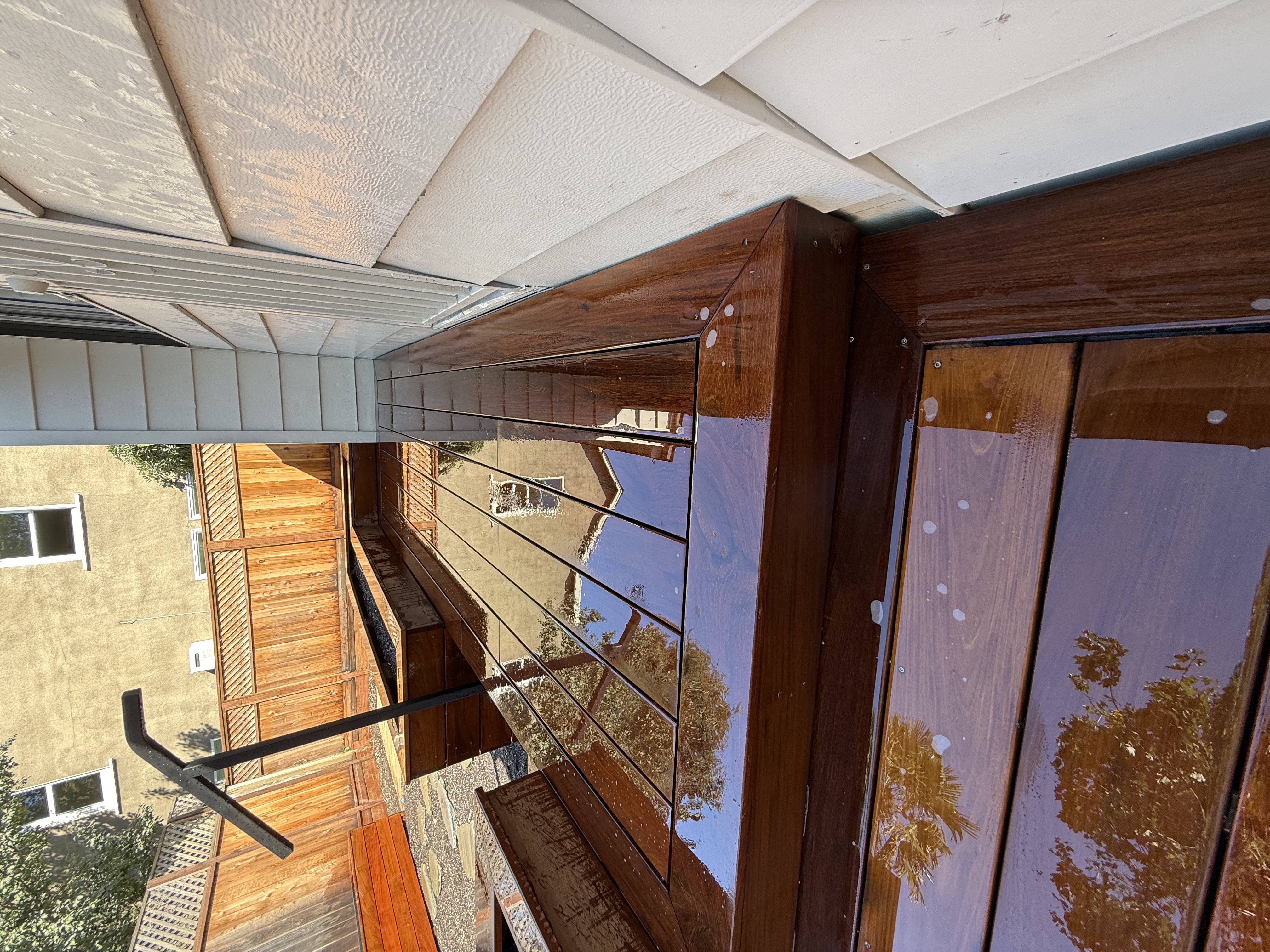 Custom deck detail showing premium wood finish