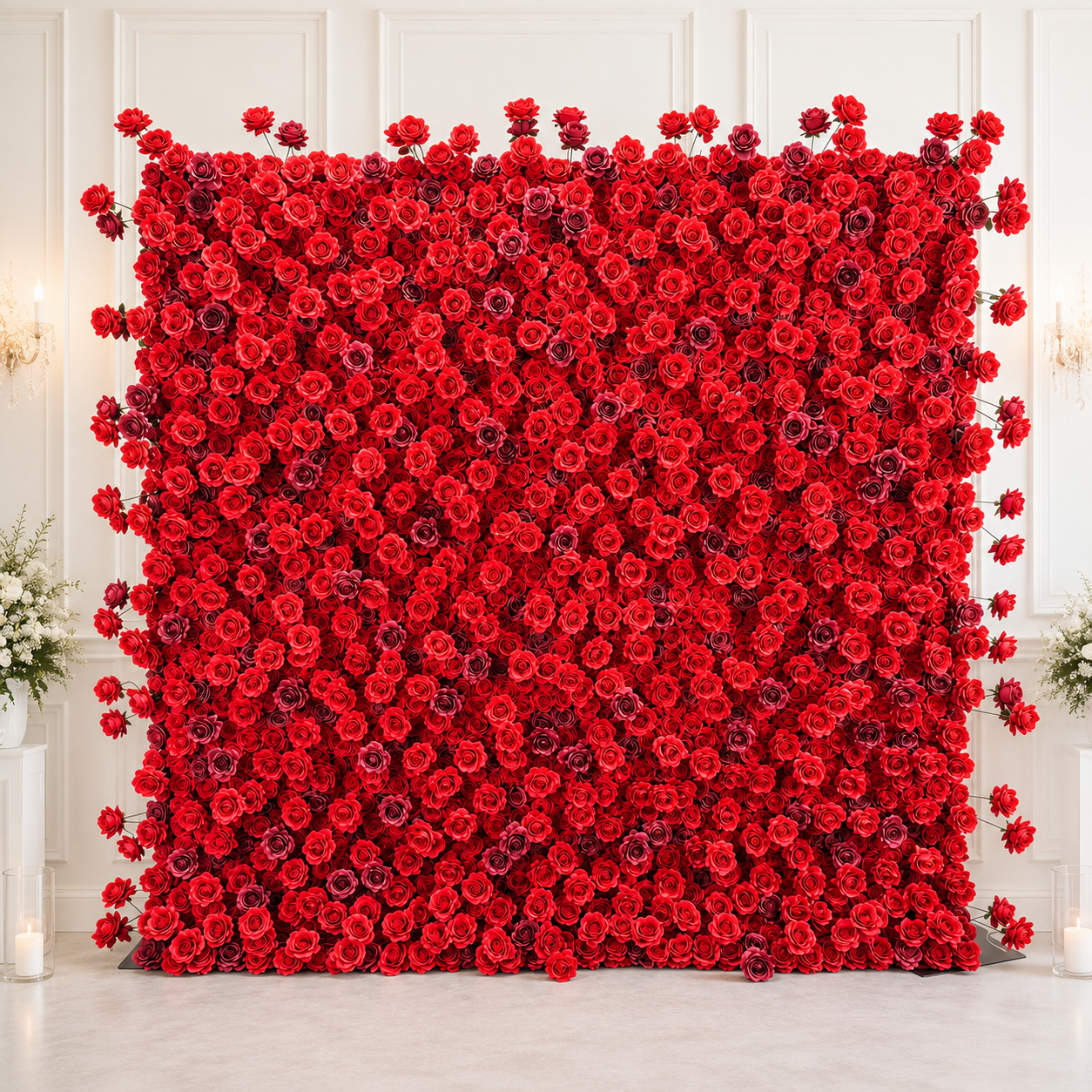 Deep Red Luxury Flower Wall Hire Hull