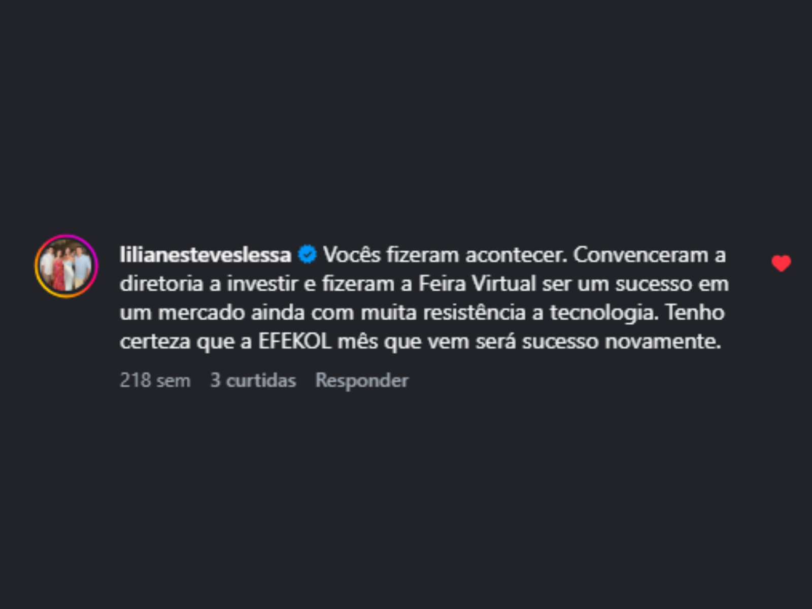 Depoimento Lilian Esteves - Instagram