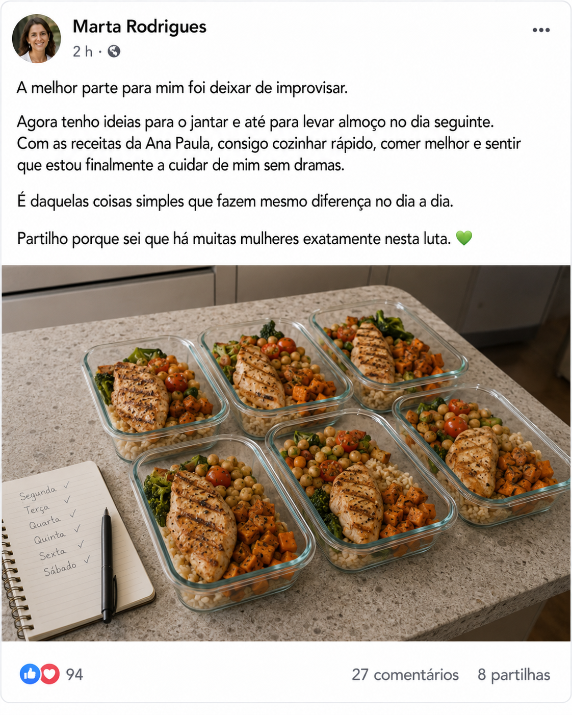 Depoimento de Marta Rodrigues sobre as marmitas e organização das refeições