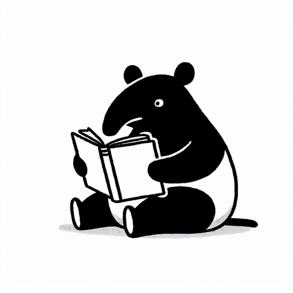 Tapir reading a book