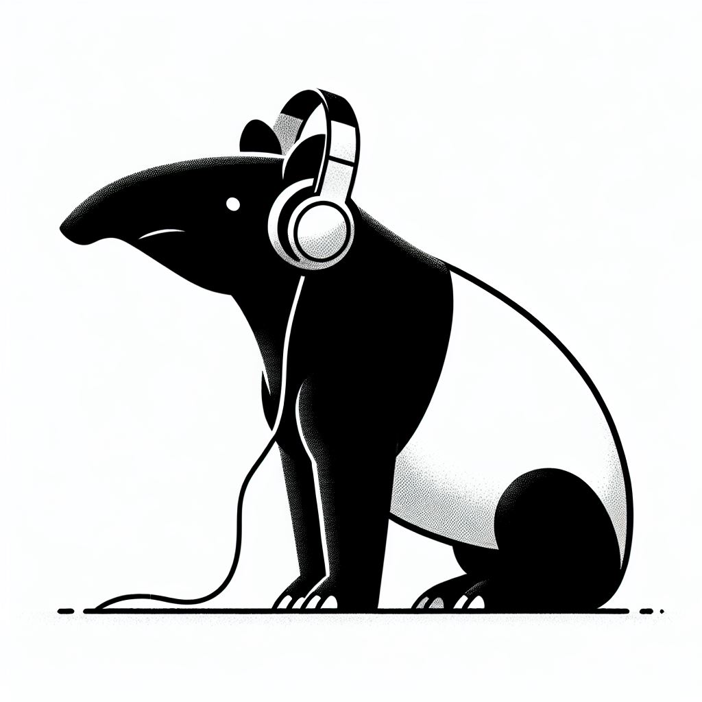 Tapir wearing headphones