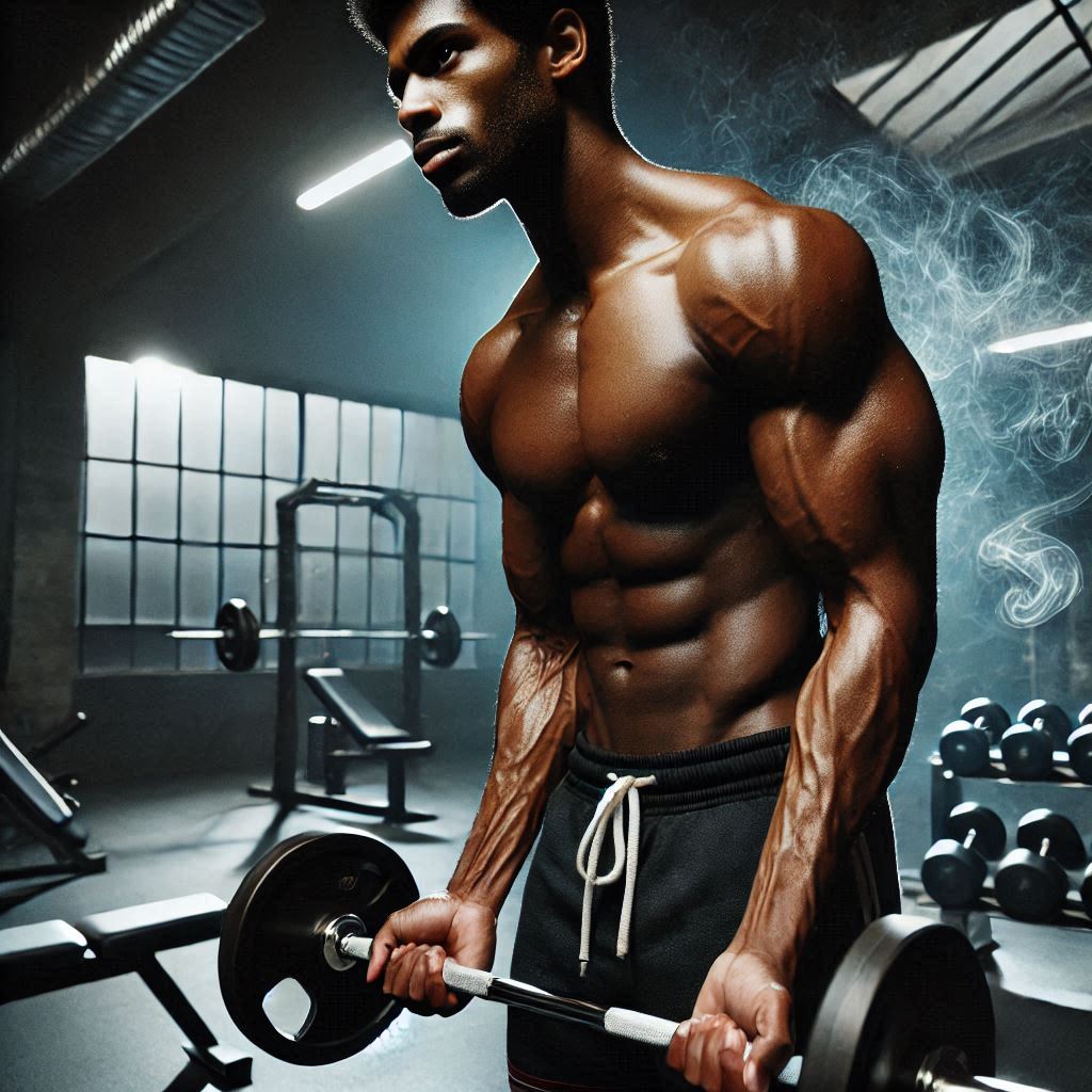 Man performing strength training with weights