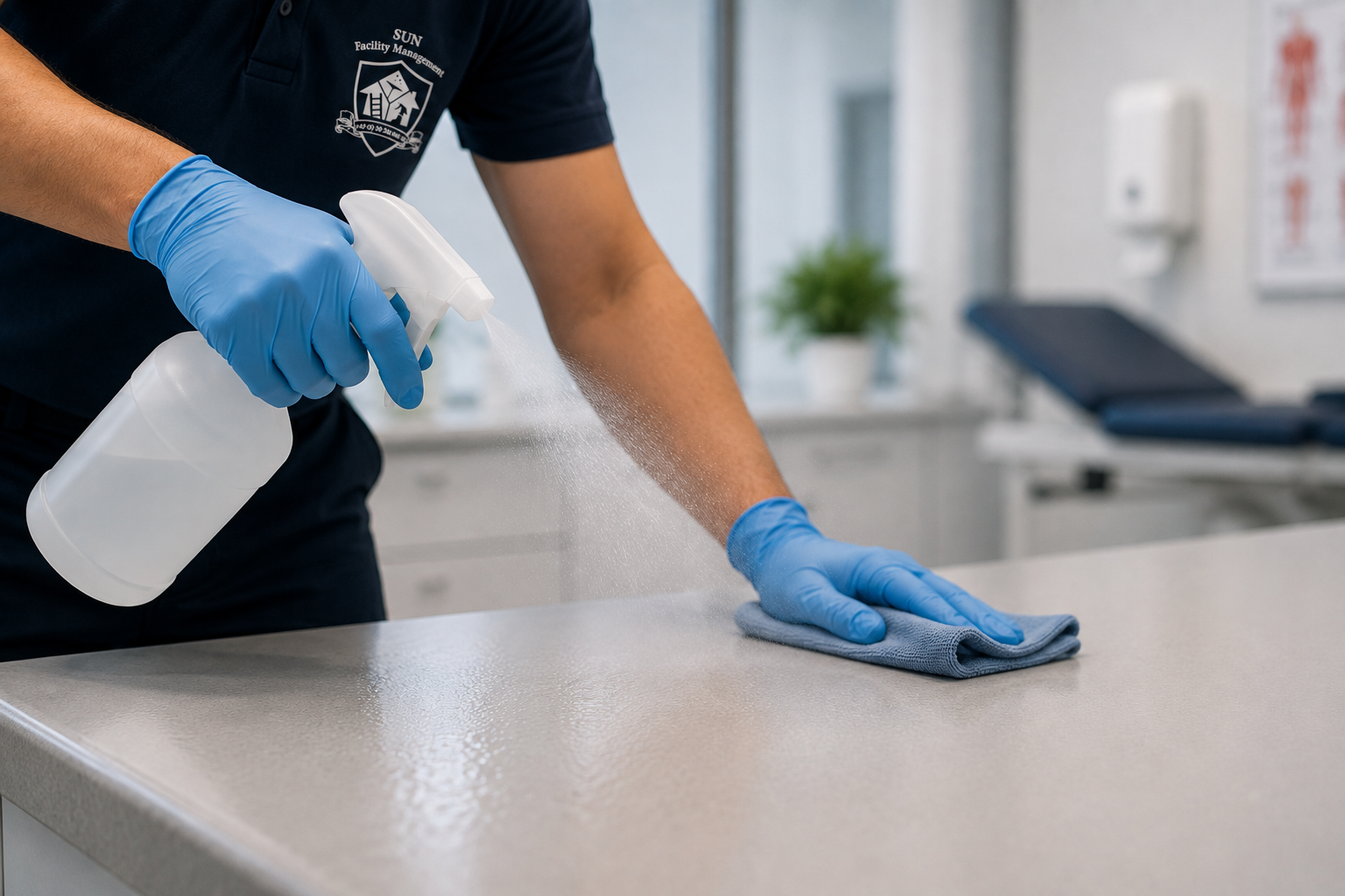 Professionelle Desinfektionskraft mit Desinfektionsmitteln
