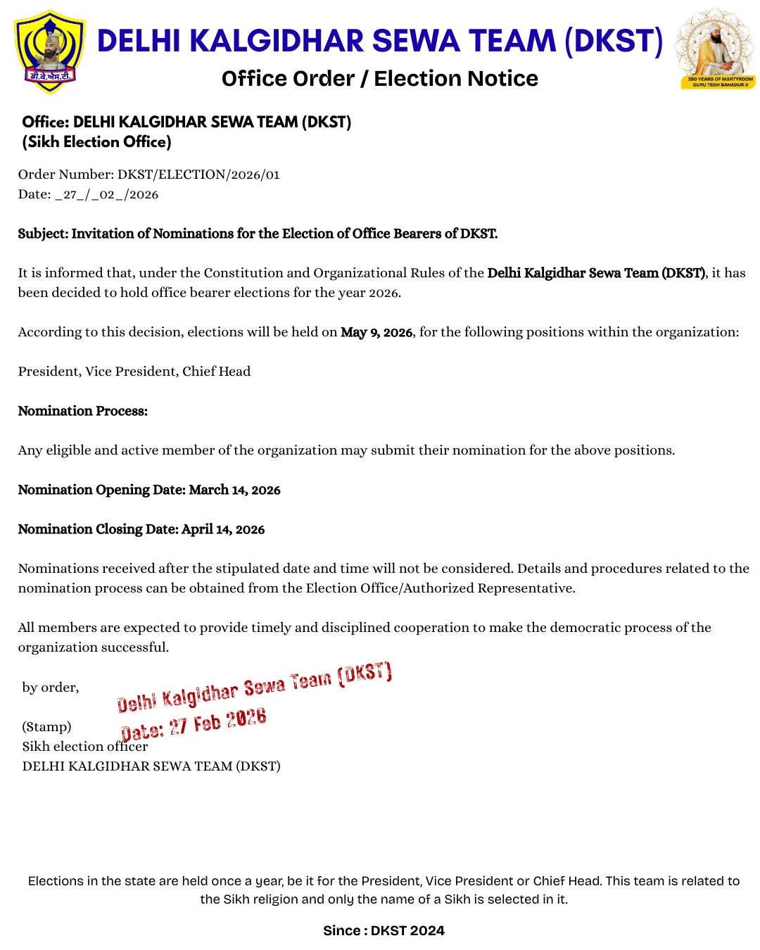 Election Notice 2026