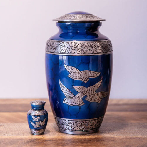Dove Royal — Royal blue, silver doves