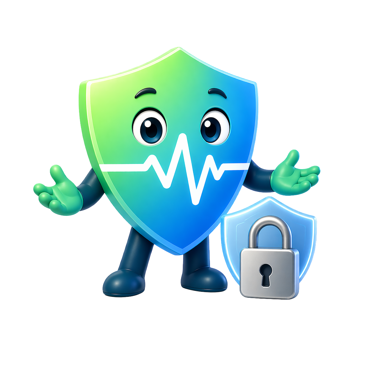 Mint mascot as Privacy Guardian with shield and padlock