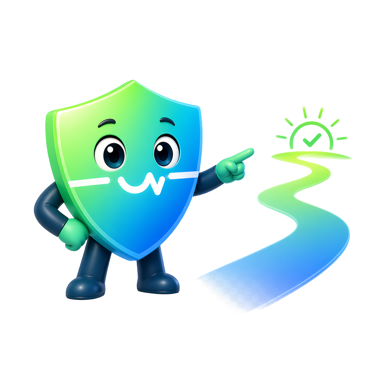 Mint mascot as Debt Horizon Guide pointing to a glowing path