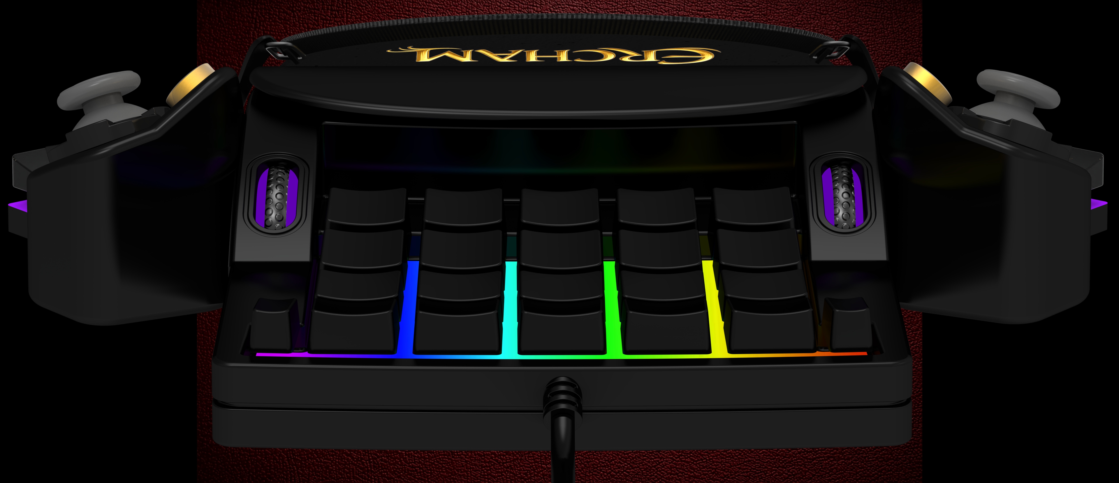 ERCHAM MK1 - Front symmetrical view with RGB lighting