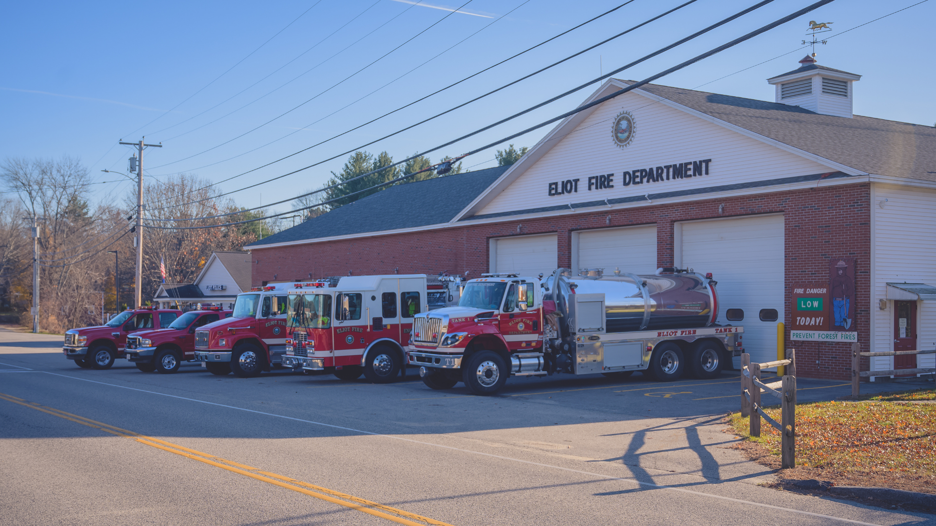 Eliot Fire Department fire engine in front of station