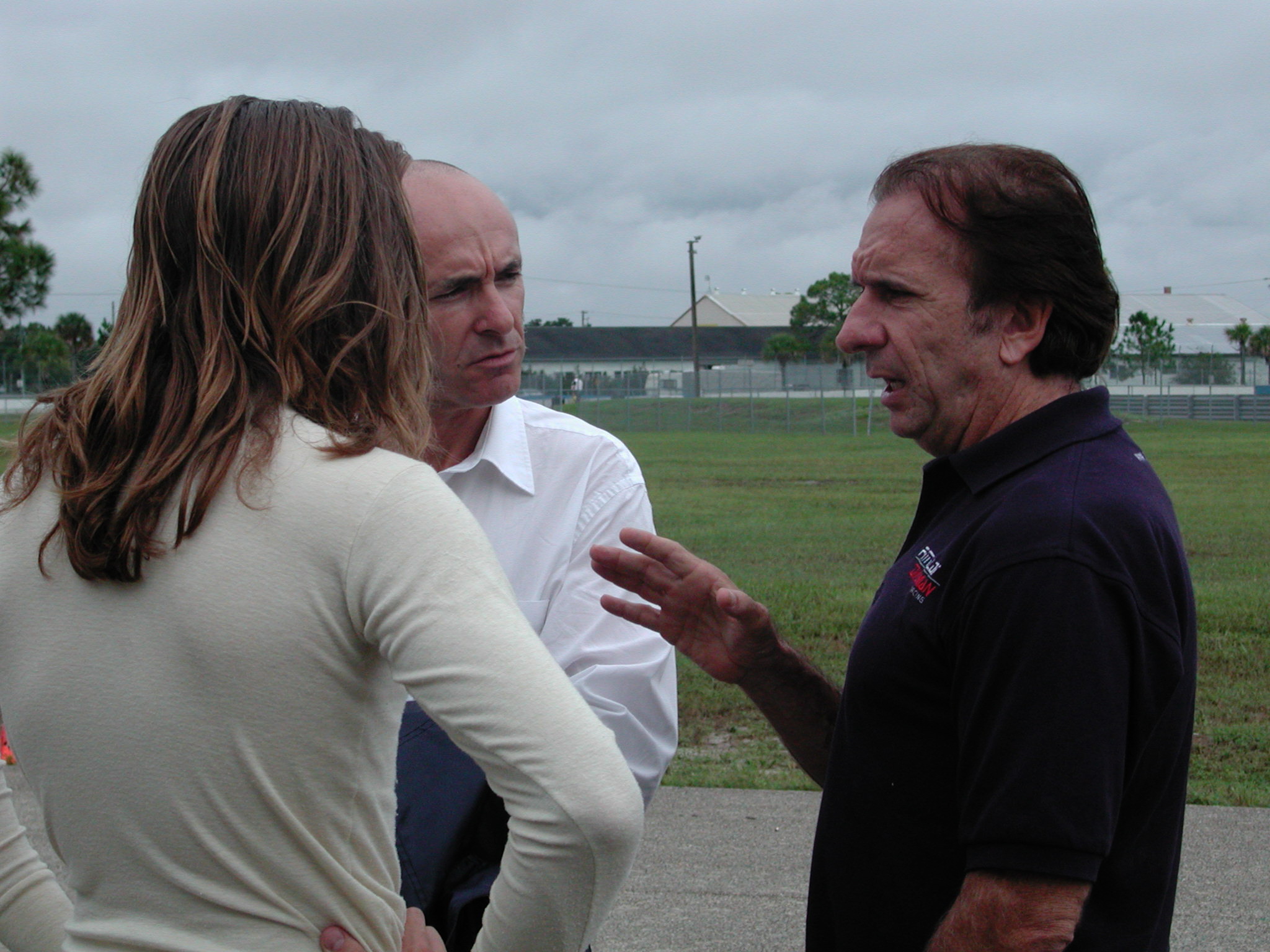 Emerson Fittipaldi, Nelson Philippe, and Christian Boudon at first Champ car session in Sebring