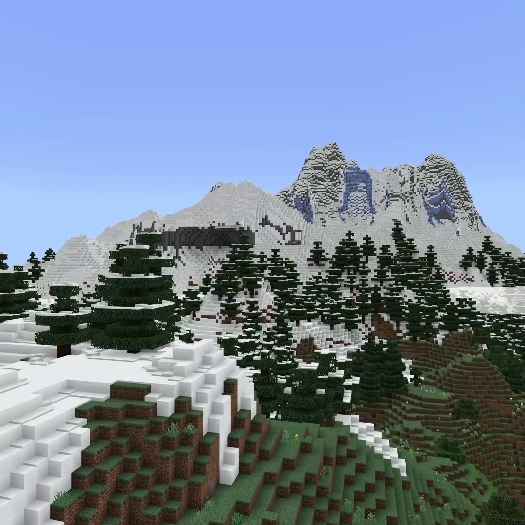 Mountain vista in Minecraft seed 3257840388504953787