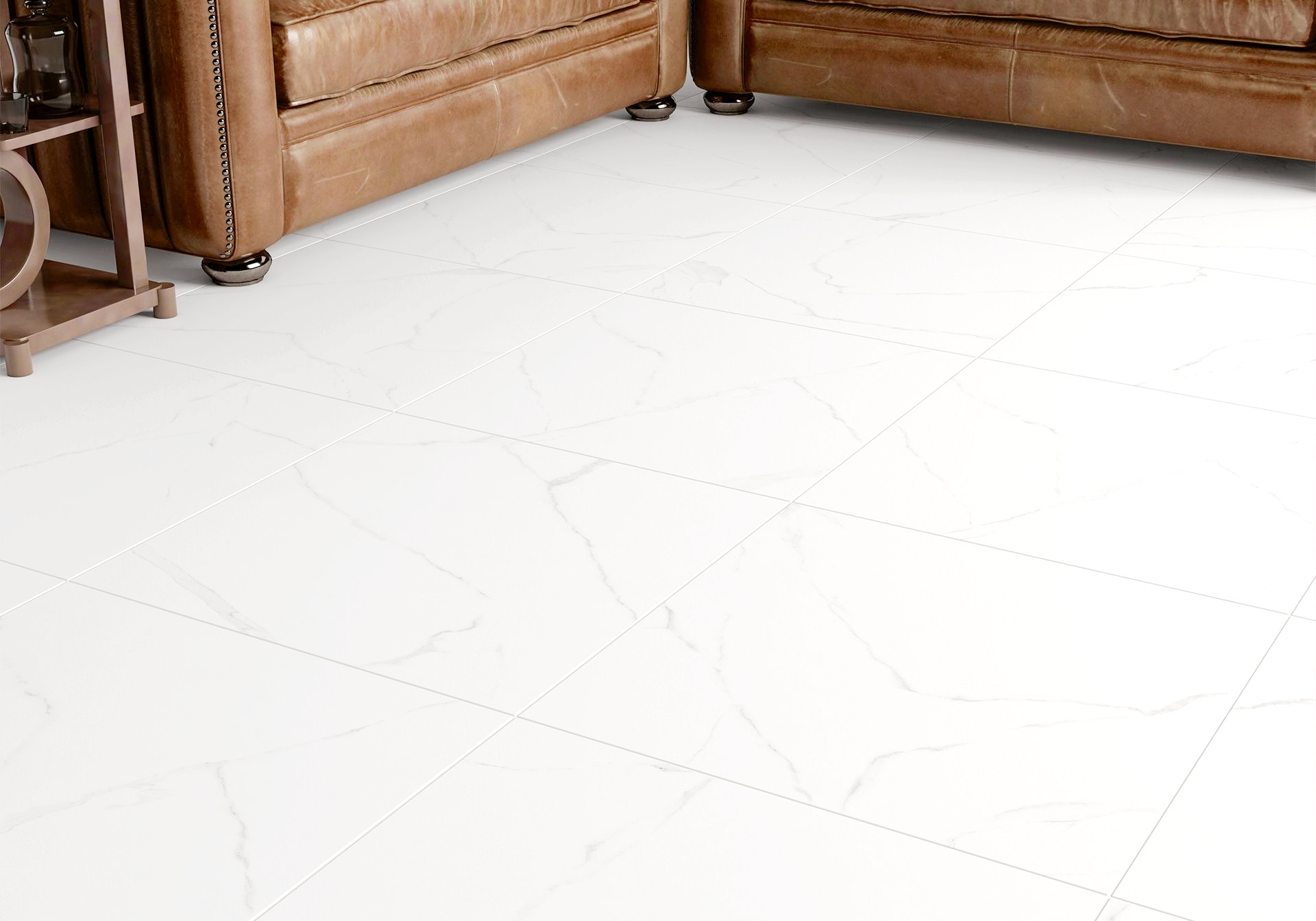 White marble floor detail with natural veining and luxury material showcase