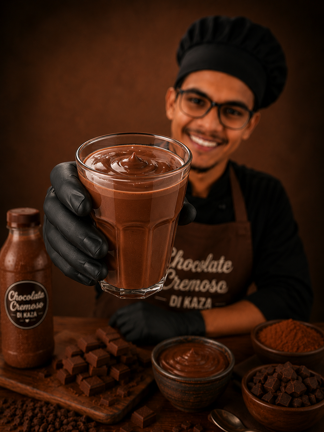 Chocolate cremoso servido no copo