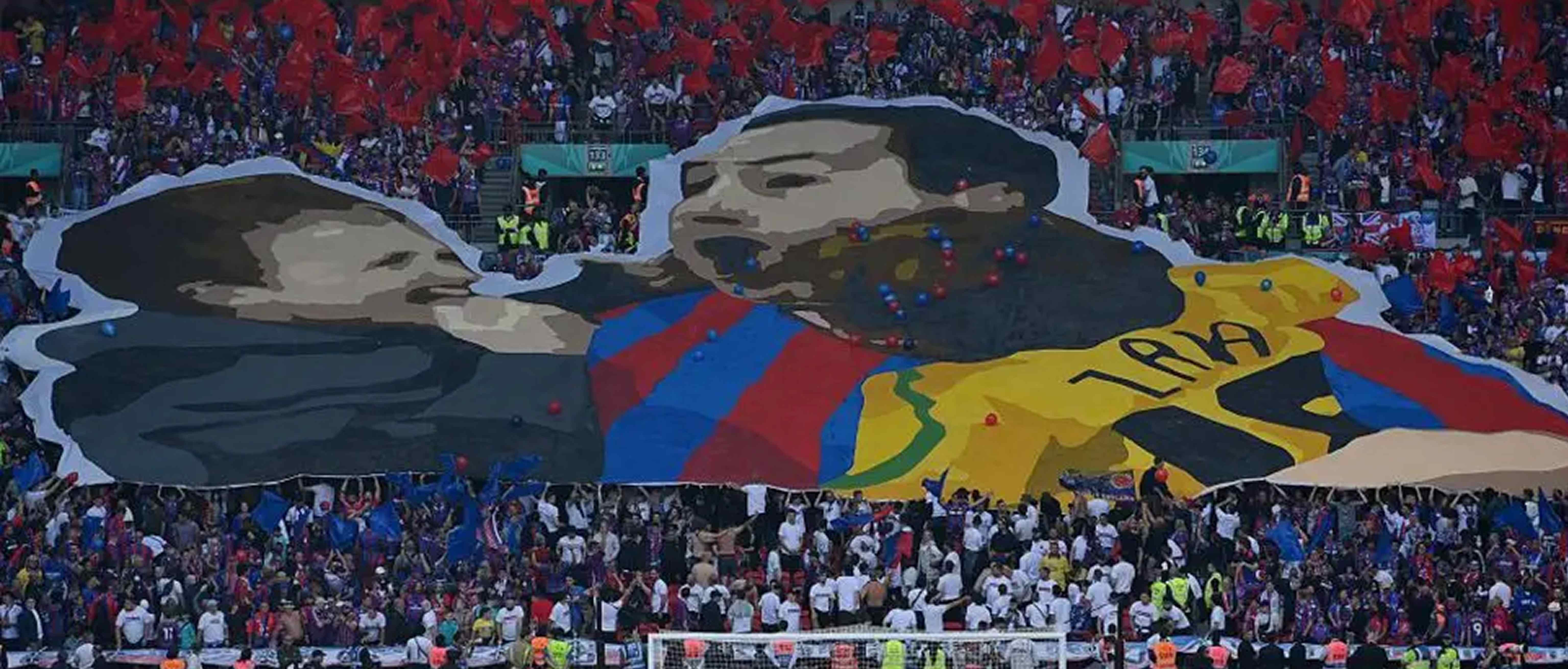 Holmesdale Fanatics tifo display at Wembley, FA Cup Final 2025