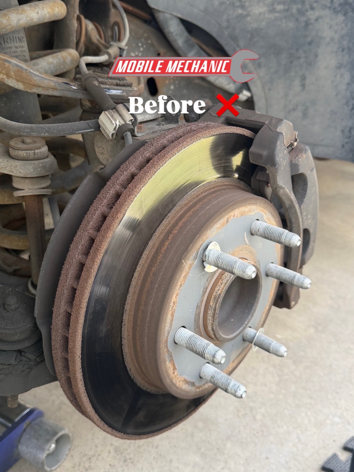 Worn brake rotor before service
