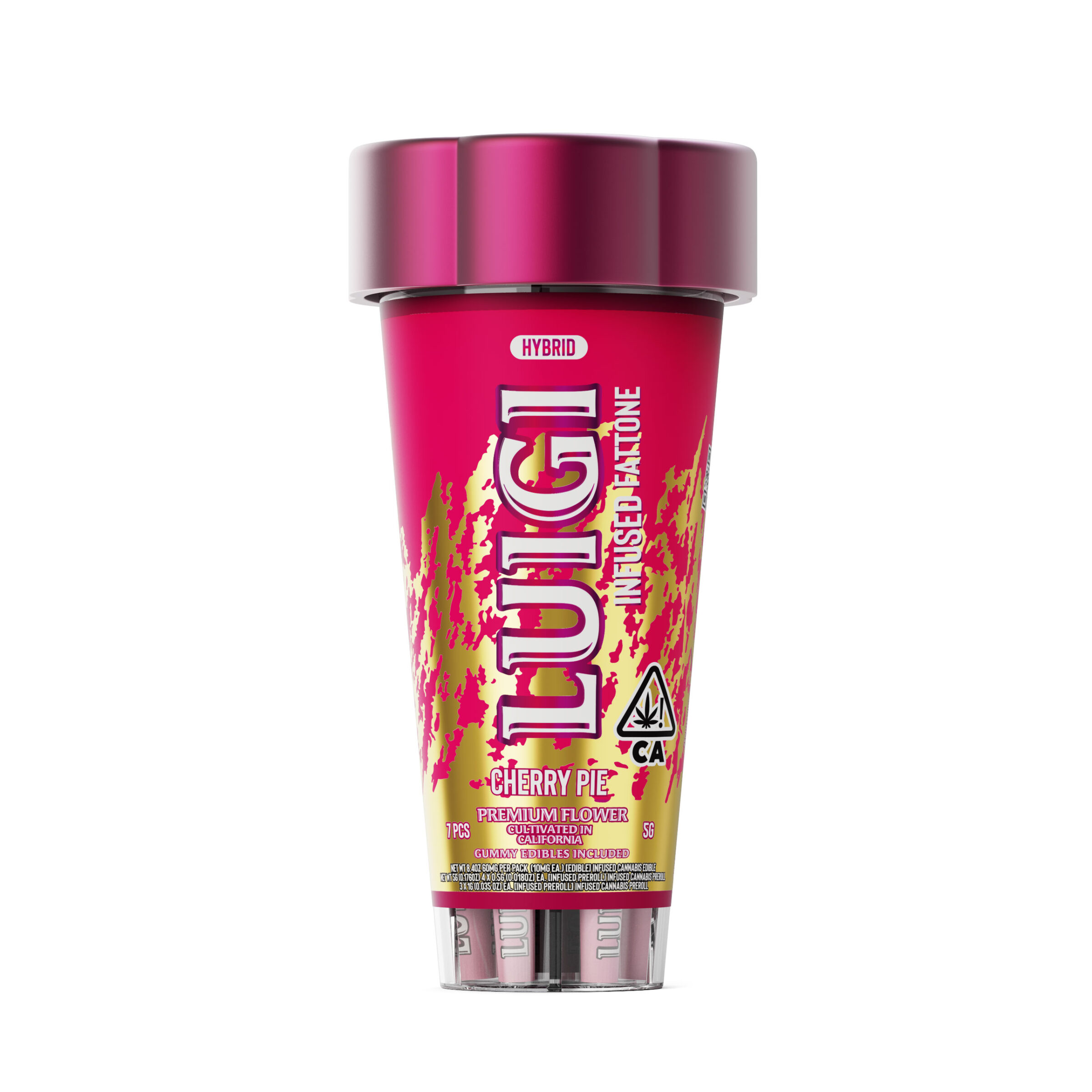 Luigi Fattones Cherry Pie pre-rolls - premium hash rosin cannabis joints with sweet cherry flavor