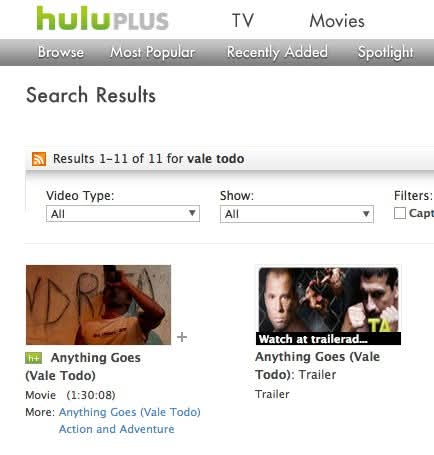 Vale Todo / Anything Goes on Hulu Plus streaming platform