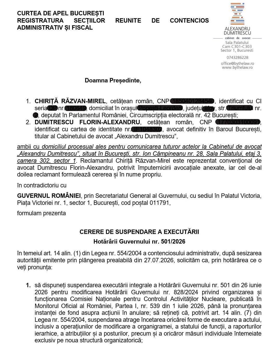 Demers pentru respectarea Constituției și a rolului Parlamentului