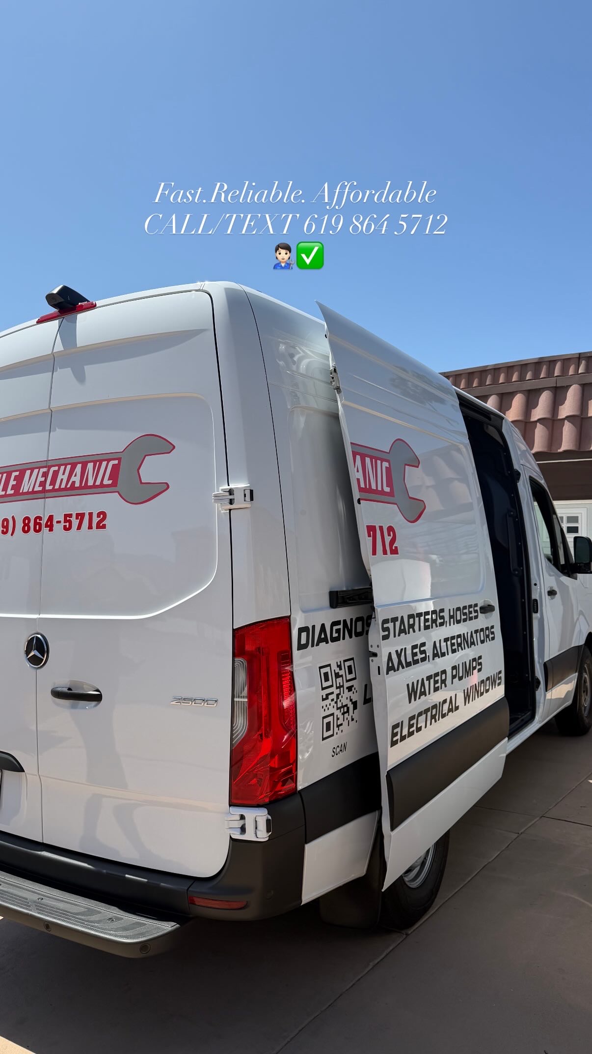 Omar's Mobile Mechanic service van - Mercedes Sprinter with company branding