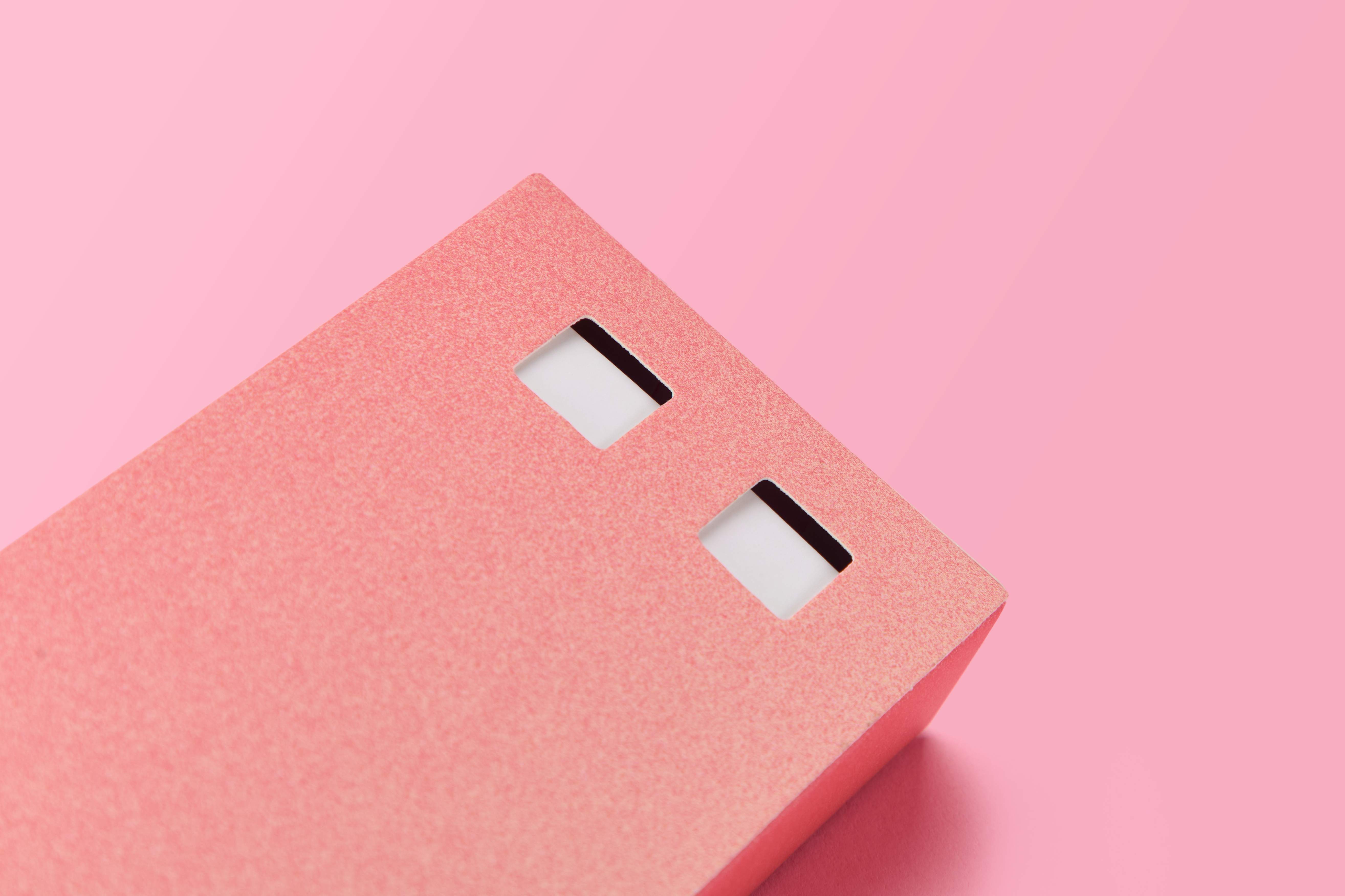 Detail of paper slide box on retail display