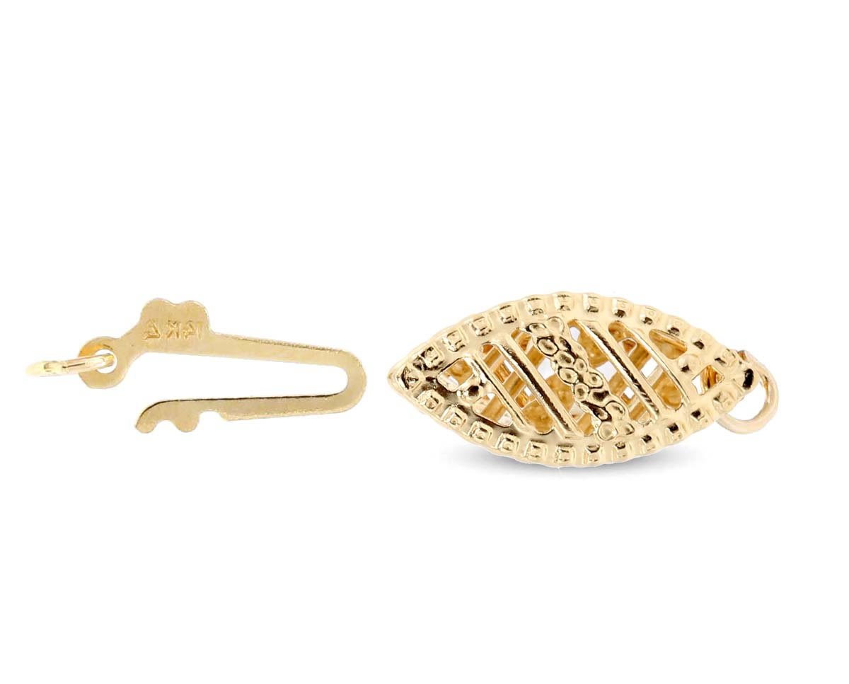 Vintage gold fish hook clasp with filigree design