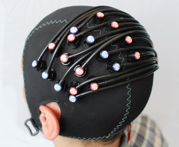 An fNIRS neuroimaging cap used to record neural activity during experiments