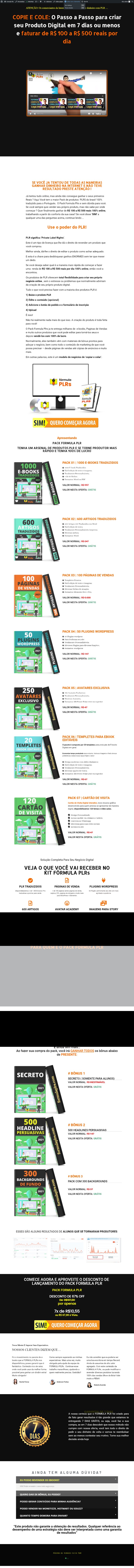 Formula PLR - Produto Digital