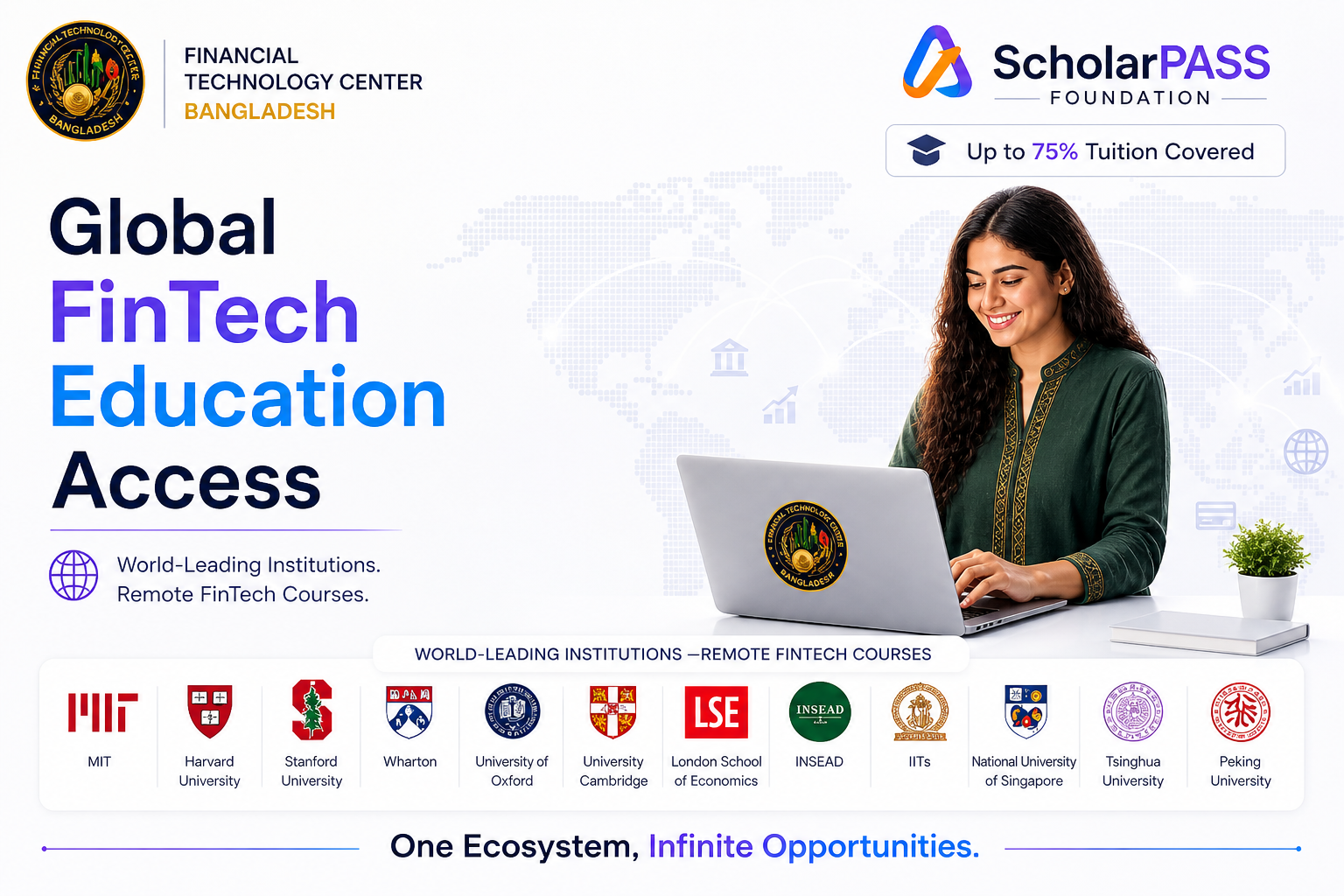 FTCB Global FinTech Education Access — World-leading institutions, remote FinTech courses, partnered with ScholarPASS Foundation