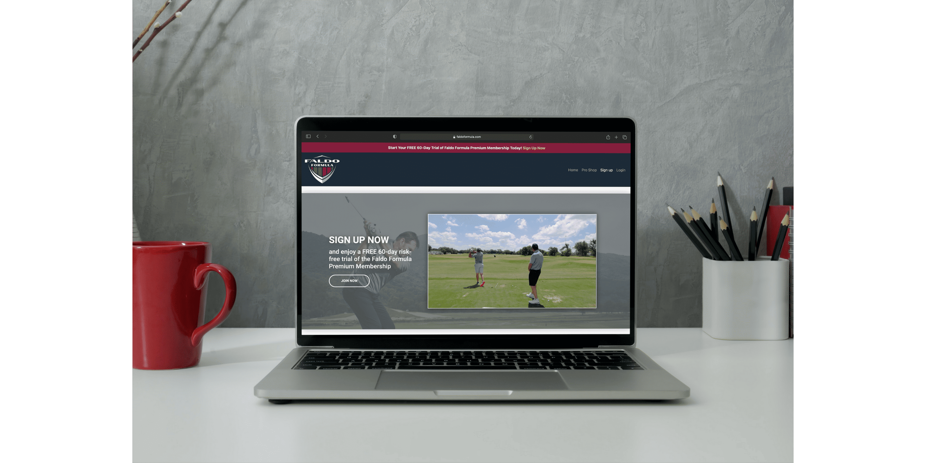 Faldo Formula subscription landing page mockup