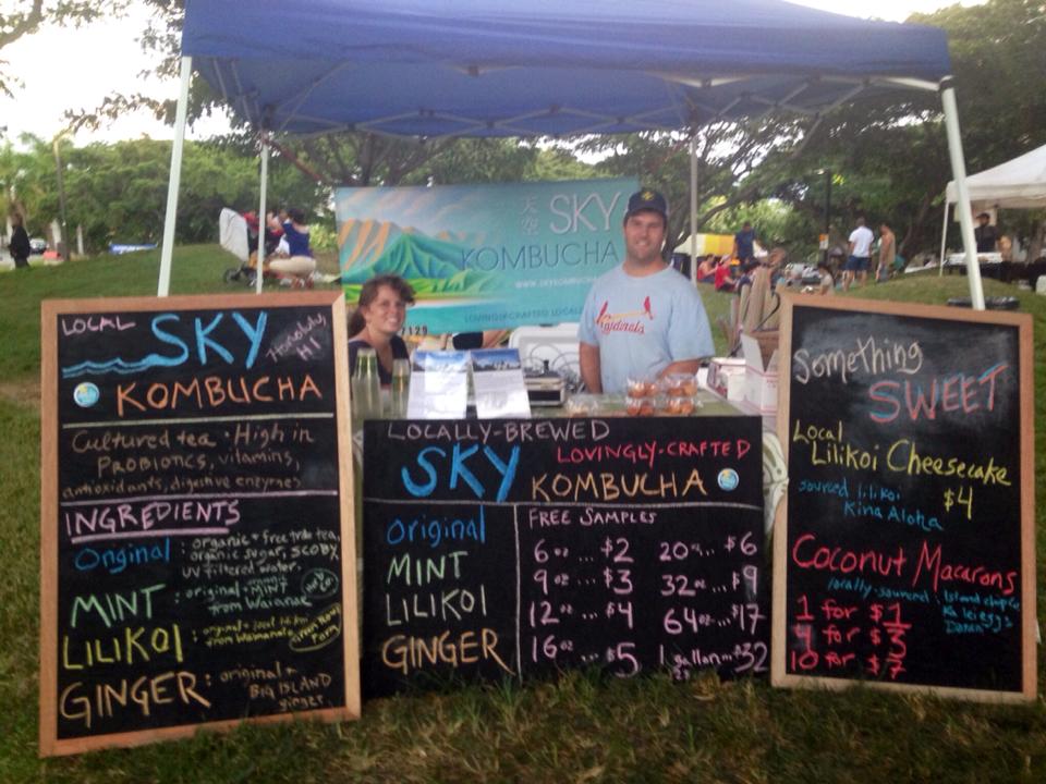 SKY Kombucha founders at farmers market