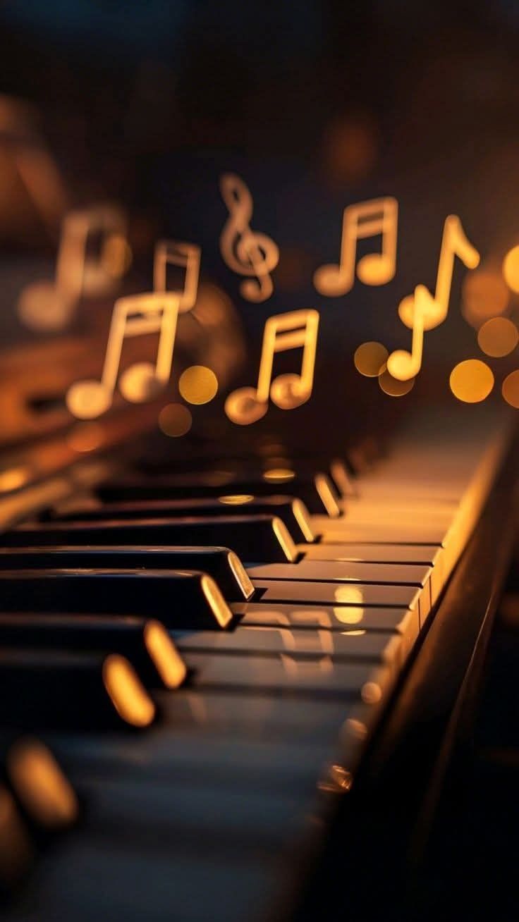 Harmony in Creation - Piano with golden notes