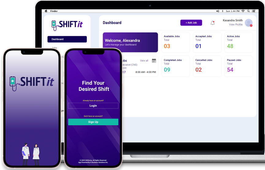 SHIFTit Health platform interface across devices