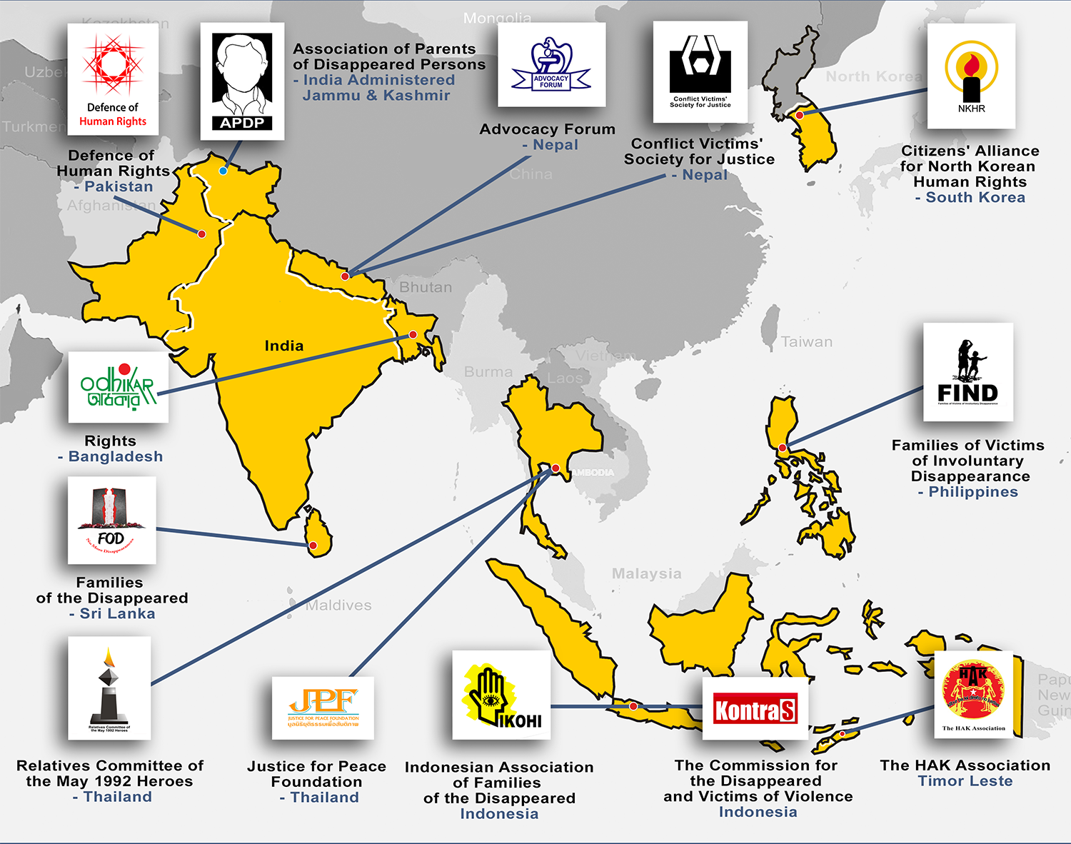 AFAD Member Organizations Map
