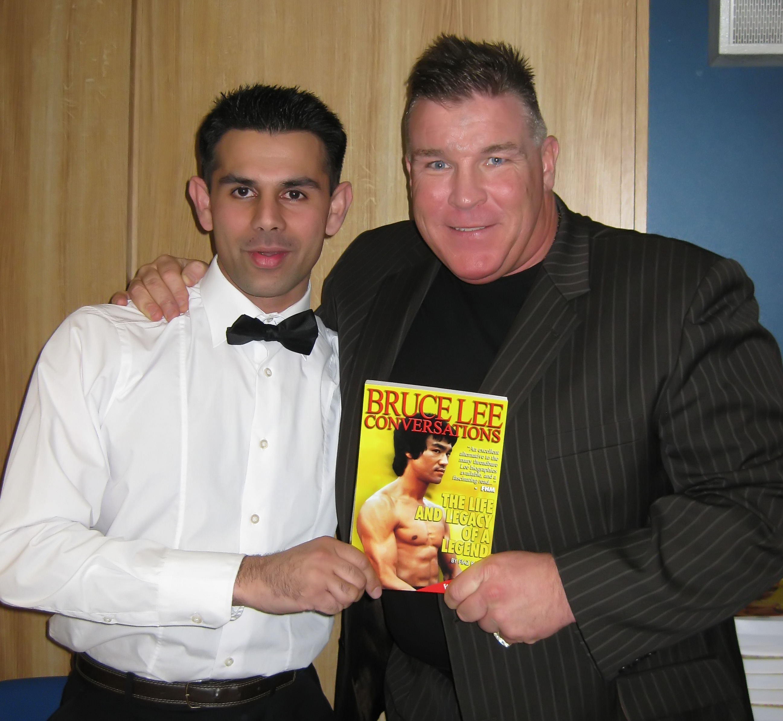 Fiaz Rafiq and Big Joe Egan with Bruce Lee Conversations book