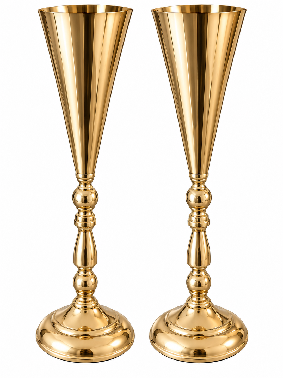 Fluted Flower Arrangement Gold Vase, 17"