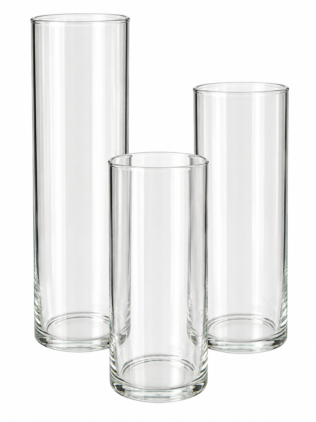 Fluted Glass Cylinder Vases (Set of 3 Sizes)