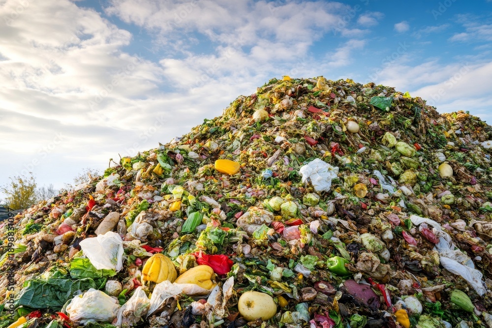 Large pile of food waste representing the scale of the food waste problem in cities