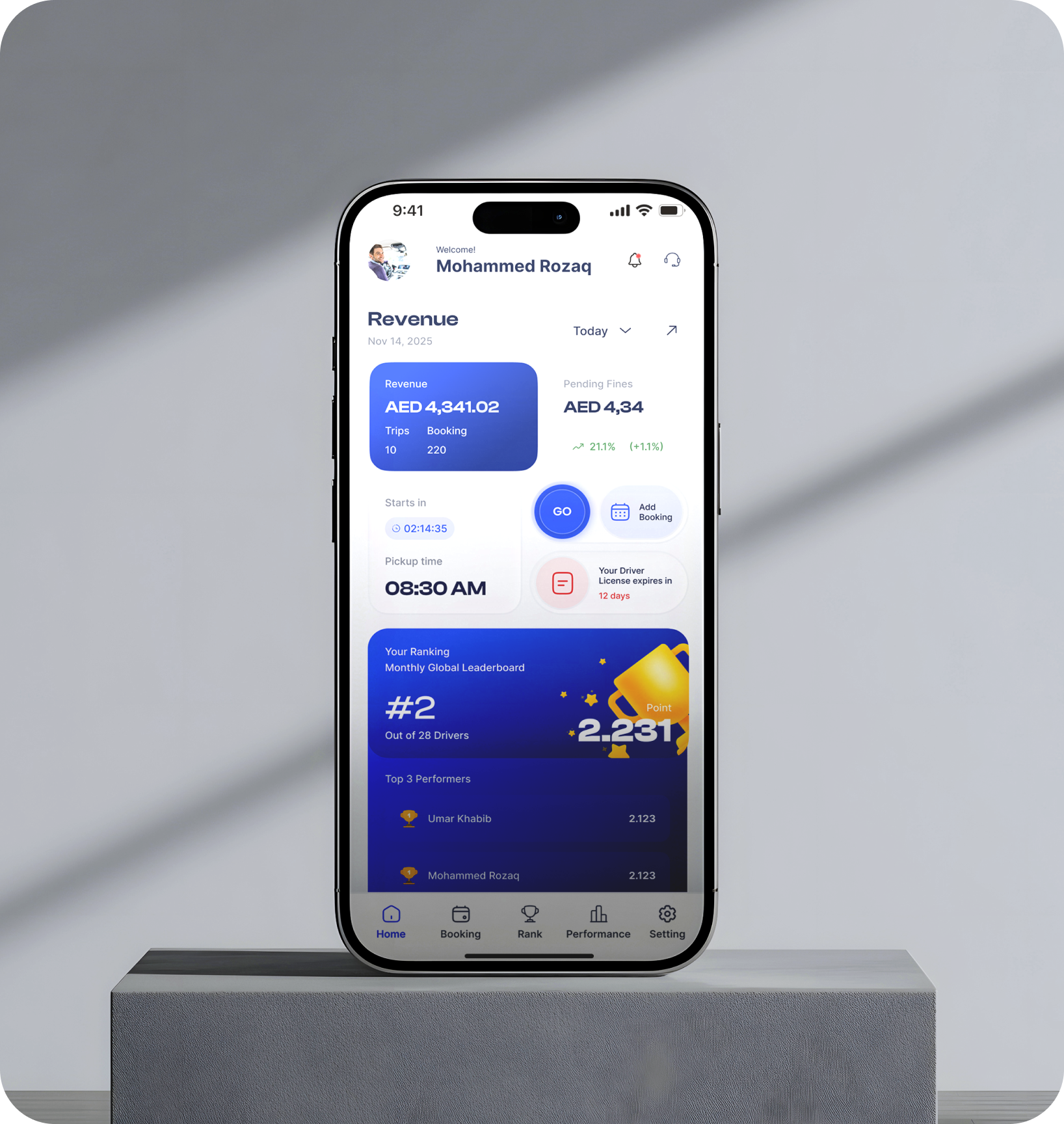 Transportech.ai driver dashboard