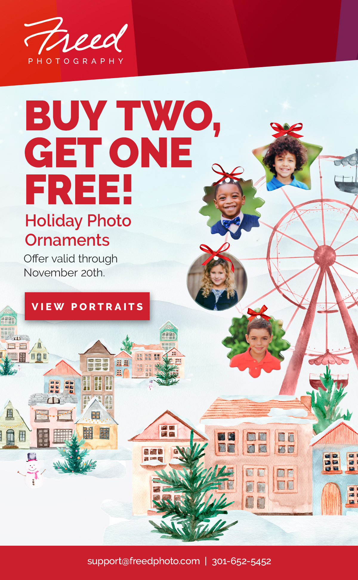 Freed ornament campaign graphic